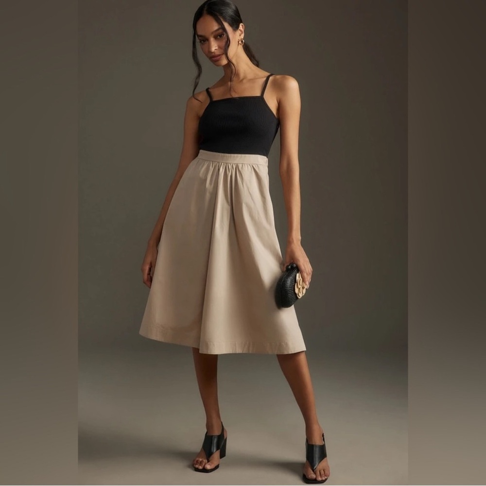 Anthropologie Black & Beige Midi Skirt
